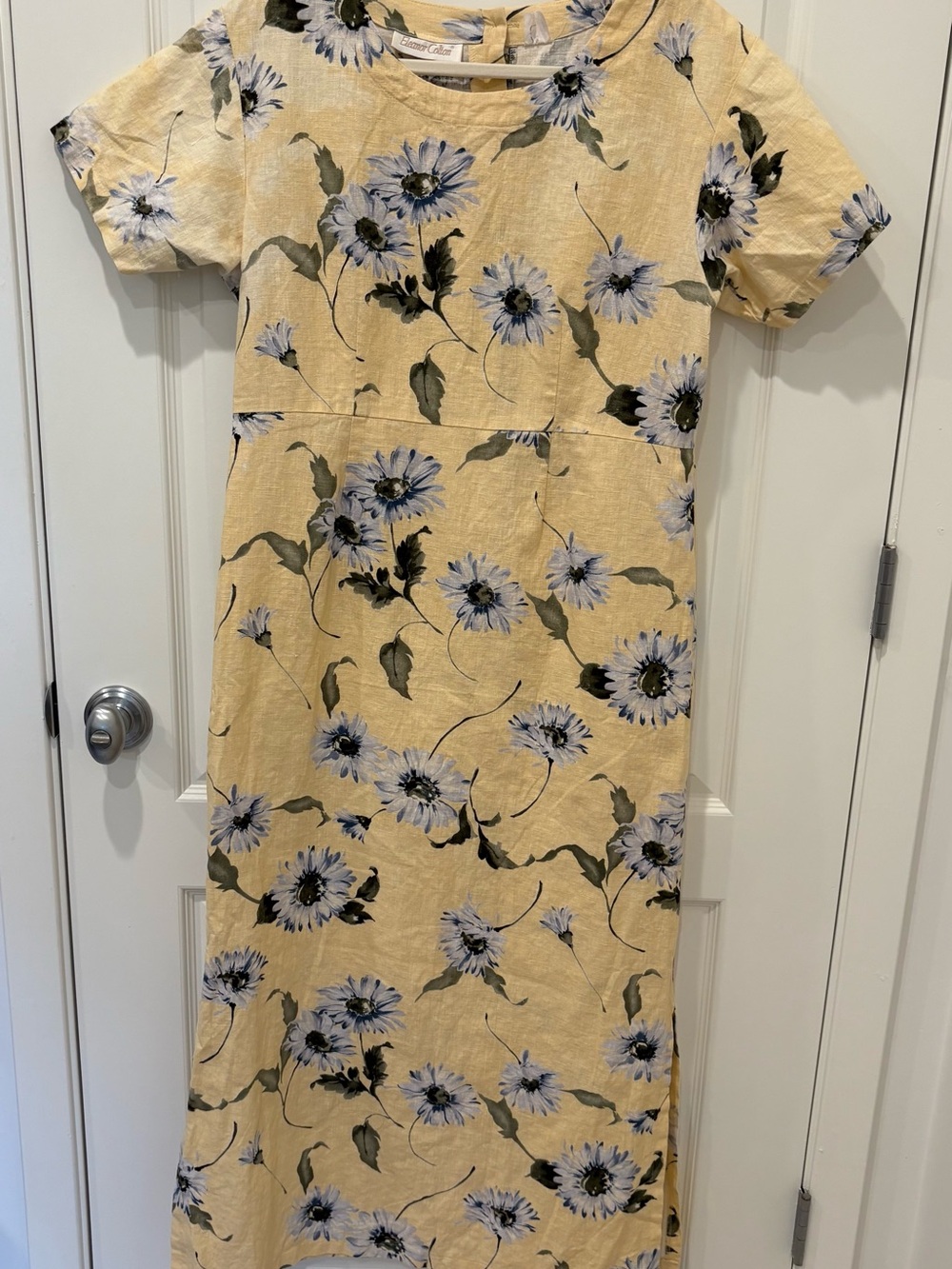 Vintage Eleanor Colton Yellow Daisy Linen Floral Maxi Dress - Size 6/8